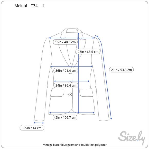blazer blue geometric double knit polyester blue - Picture 2 of 14